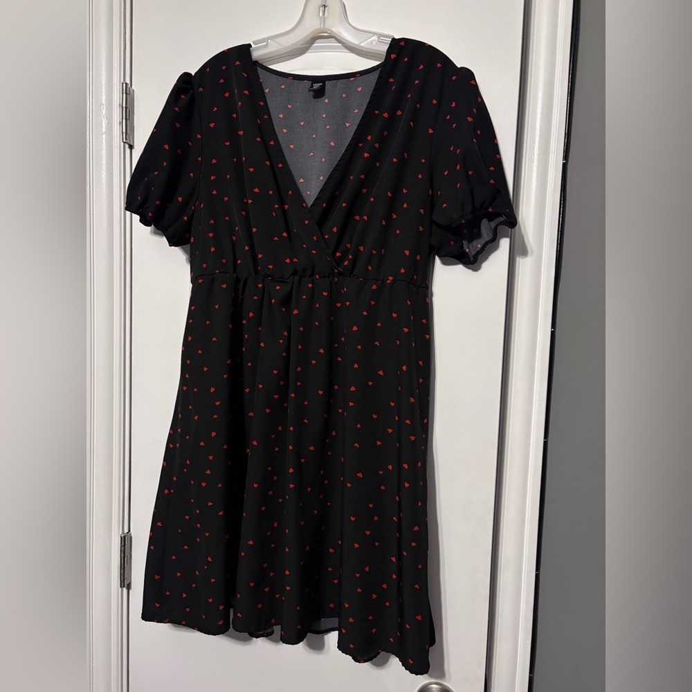 Black Red Heart Mini Dress Cottagecore Valentine Coquette 0XL